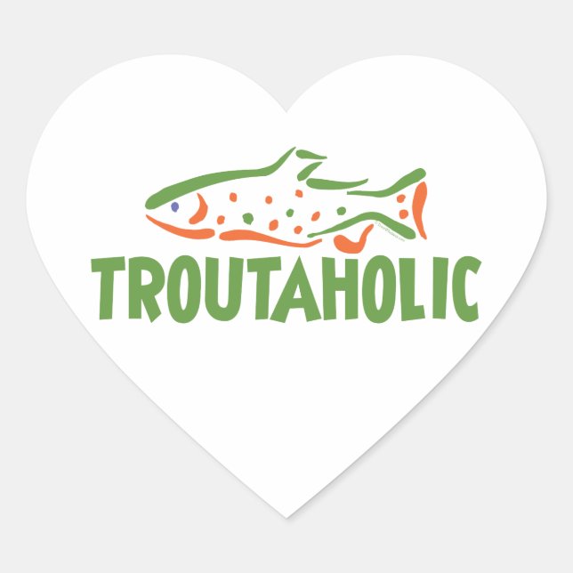 Sticker Cœur Pêcheur de truites (Devant)