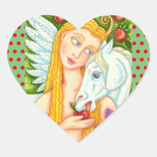 STICKER CŒUR PEGASUS ET EVE DANS LE JARDIN D'EDEN, CHEVAL