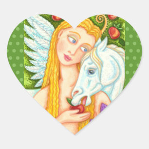 STICKER CŒUR PEGASUS ET EVE DANS LE JARDIN D'EDEN, CHEVAL