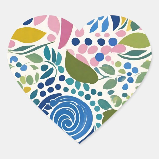 Sticker Cœur Peint, amusant flirt floral (Devant)