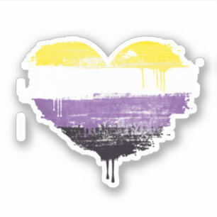 Sticker Coeur peint non binaire