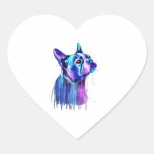 Sticker Cœur Peinture colorée Boston Terrier Dog Art Watercolor