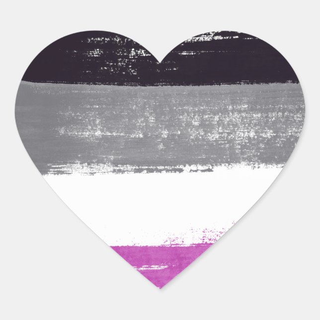 Sticker Cœur Peinture de fierté asexuée (Devant)