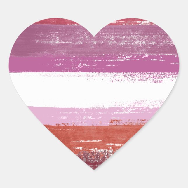 Sticker Cœur Peinture de fierté lesbienne (Devant)