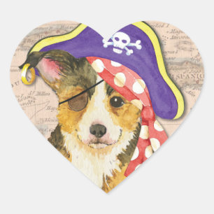 Sticker Cœur Pembroke Welsh Corgi Pirate