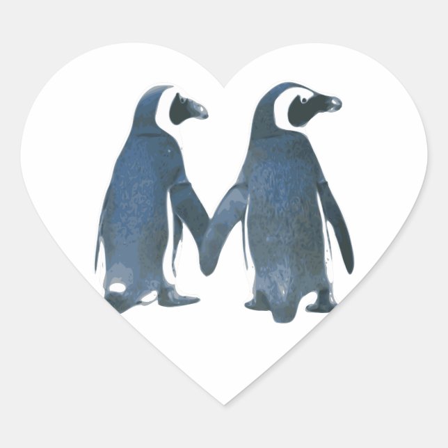 Sticker Cœur Penguin Couple Poignées (Devant)