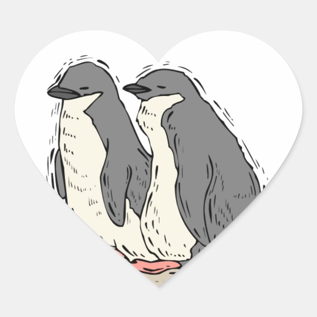Sticker Cœur Penguin Couple Sandy Beach Coeurs de mariage (Devant)