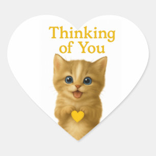 Sticker Cœur Pensée mignonne de vous chaton - Chat Fluffy
