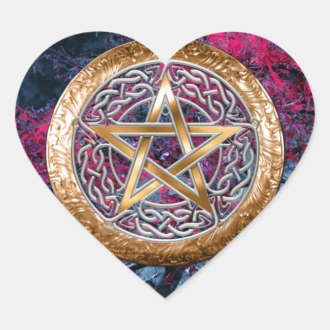 Sticker Cœur Pentagram Pagan Wiccan Alter le tissu (Devant)