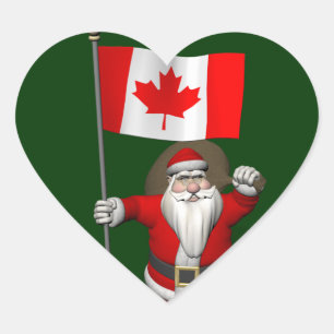 Sticker Cœur Père Noël avec l'enseigne du Canada