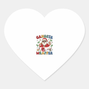 Sticker Cœur Père Noël de Noël Wrapper Gangsta Microphone Argen