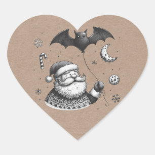 Sticker Cœur Père Noël des griffes