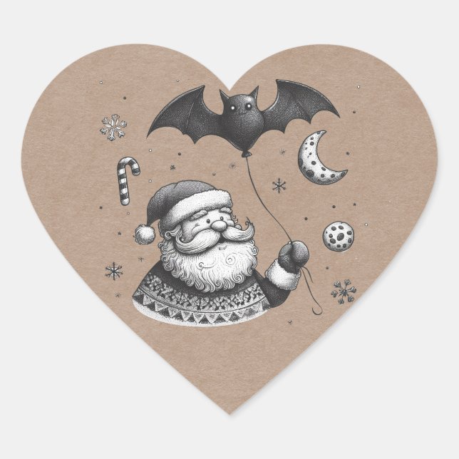 Sticker Cœur Père Noël des griffes (Devant)