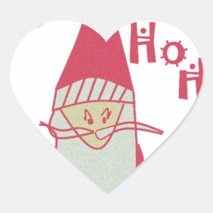 Sticker Cœur Père Noël humoristique avec Ho Ho Ho Festive