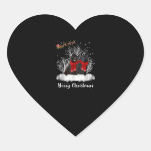 Sticker Cœur Père Noël Newfoundland Couple Joyeux cadeau de chi