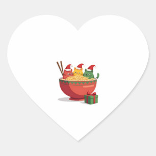 Sticker Cœur Père Noël Ramen Chats Anime Noël Noël Noël Filles 