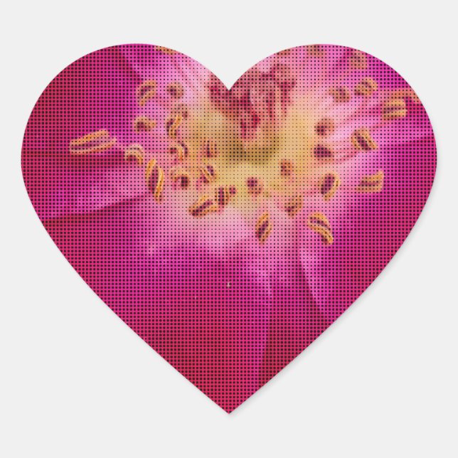 Sticker Cœur Perfection pétale : À damiers Rose Art Motif pétal (Devant)