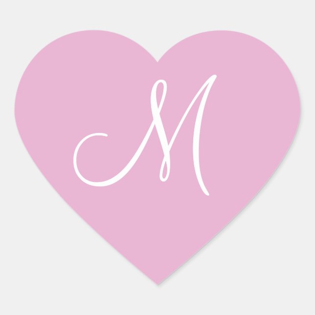 Sticker Cœur Perle rose Votre propre Mariage Monogramme (Devant)