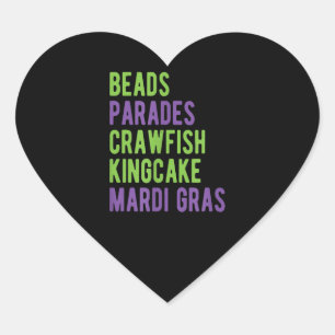 Sticker Cœur Perles Parades Crawfish Kingcake Mardi Gras