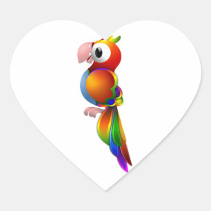 Sticker Cœur Perroquet coloré arc-en-ciel vivant face au côté