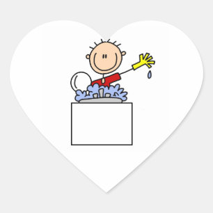 Sticker Cœur Personnage bâton faisant la vaisselle