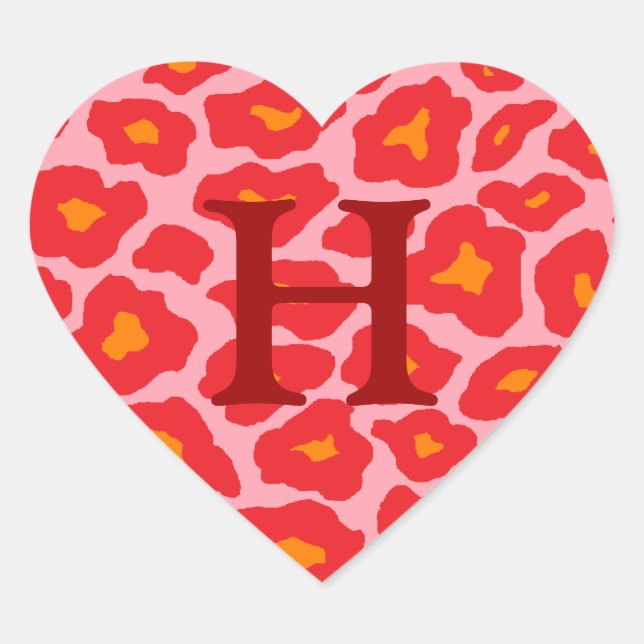 Sticker Cœur Personnalisable Pop Leopard Heart (Devant)