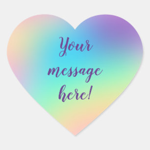 Sticker Cœur Personnalisable Pretty Pastel Rainbow Gradient