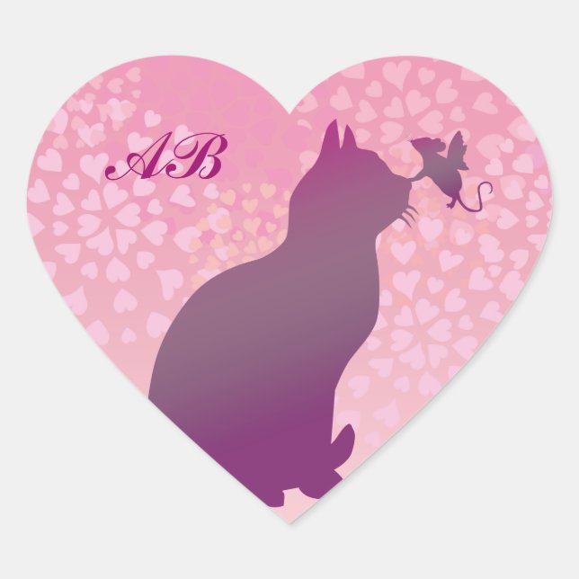 Sticker Cœur Personnalisable : souris Kitty et fairy (Devant)