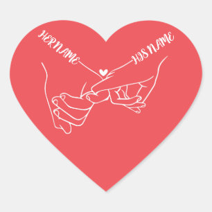 Sticker Cœur Personnalisable Tenue Mains Couple Love Valentine
