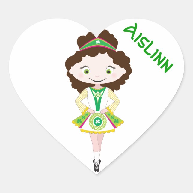 Sticker Cœur PERSONNALISÉ HEART irish danseur danse cheveux bru (Devant)