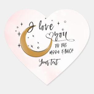 Sticker Cœur Personnalisé je vous aime à la lune et le dos