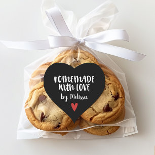 Sticker Cœur Personnalisé Noir Blanc Fait Maison Avec Amour