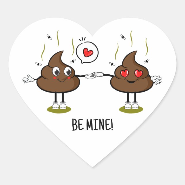 Sticker Cœur Personnalisé Poop Emoji Love Couple (Devant)