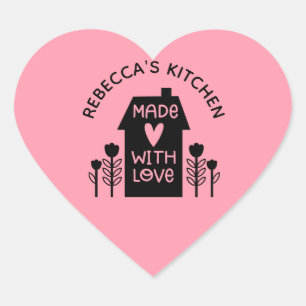 Sticker Cœur Personnalisé Rose Fait Maison Avec Amour Classique