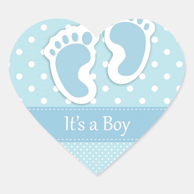 Sticker Cœur Personnaliser Baby Boy Footprints Adorable (Devant)