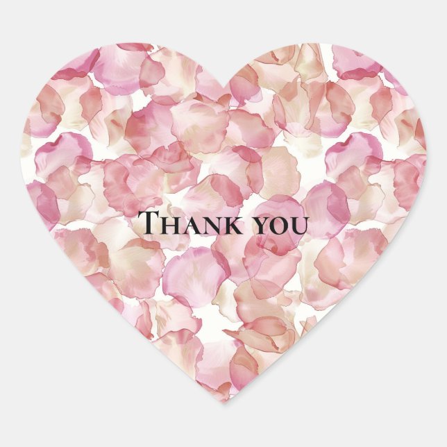 Sticker Cœur Pétales rose romantique Fête des mariées florale (Devant)