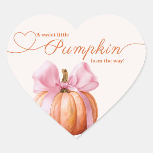 Sticker Cœur Petit Baby shower Citrouille - Chute de Bow Rose