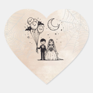 Sticker Cœur Petit couple éffrayant