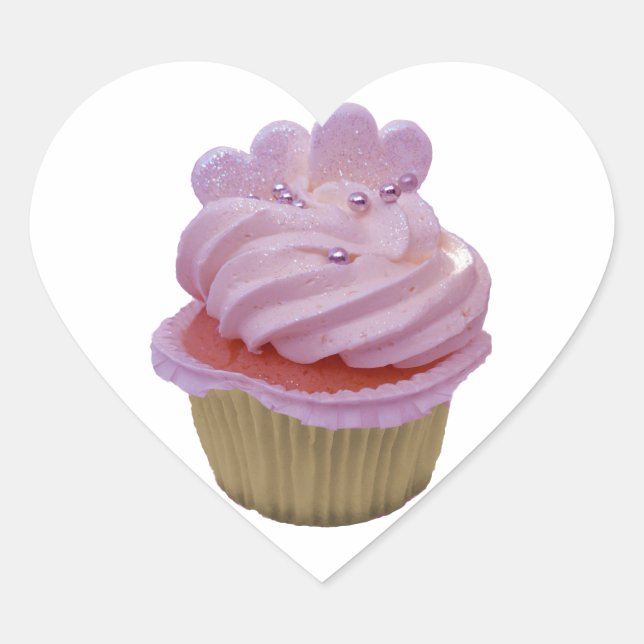 Sticker Cœur Petit gâteau et coeurs roses (Devant)