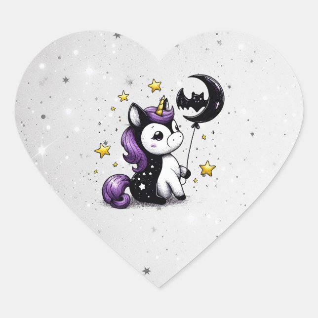 Sticker Cœur Petit Licorne (Devant)