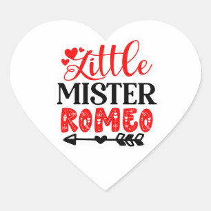 Sticker Cœur Petit Monsieur Roméo Typographie d'amour mignonne