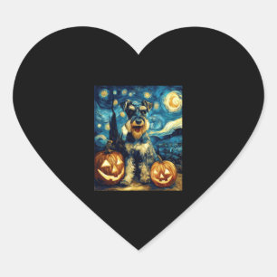 Sticker Cœur Petit Schnauzer Chien Halloween Jack O Lant