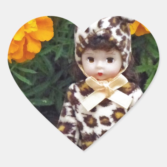Sticker Cœur Petite fille léopard (Devant)