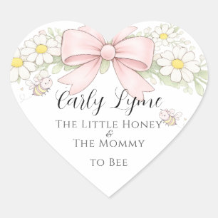 Sticker Cœur Petite Maman Chérie à Bébé Abeille fête prénatale 