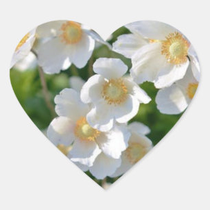 Sticker Cœur Petites fleurs blanches sur l'autocollant cardiaqu