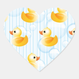 Sticker Cœur Petits canards jaunes