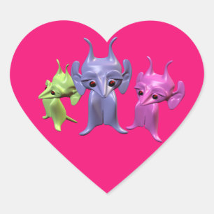 Sticker Cœur Petits Martiens