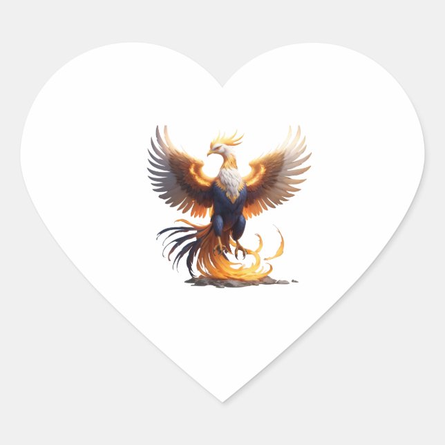 Sticker Cœur Phoenix Rise Sweat - shirt à capuche 🔥 Mythique F (Devant)