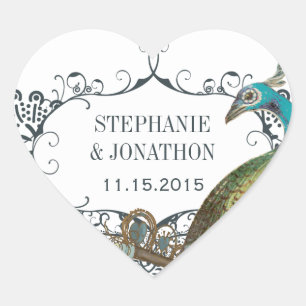 Sticker Cœur Phoque Mariage Inséparable Marine et Mustard Peaco