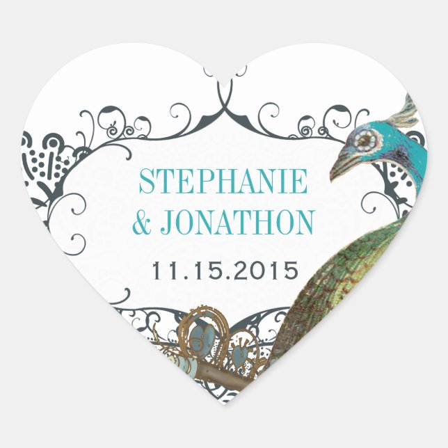 Sticker Cœur Phoque Mariage Inséparable Marine et Mustard Peaco (Devant)